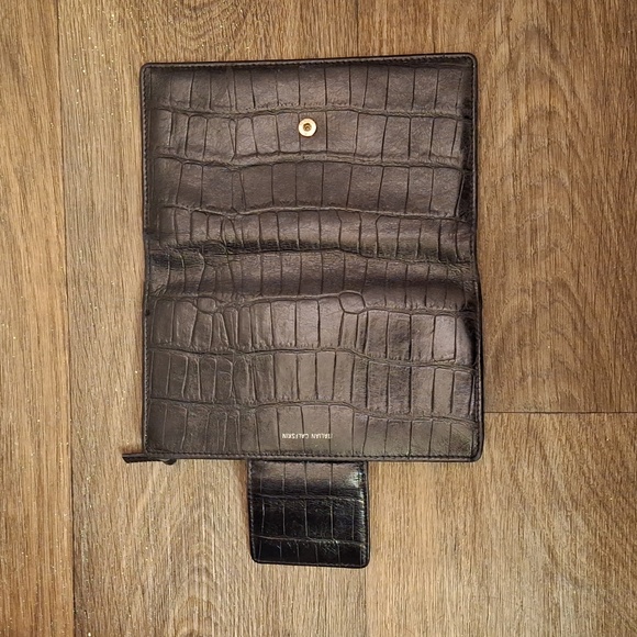 Mundi Black Italian Calfskin Leather 10 Card Slot Zippered Compartment Wallet. - Picture 9 of 10